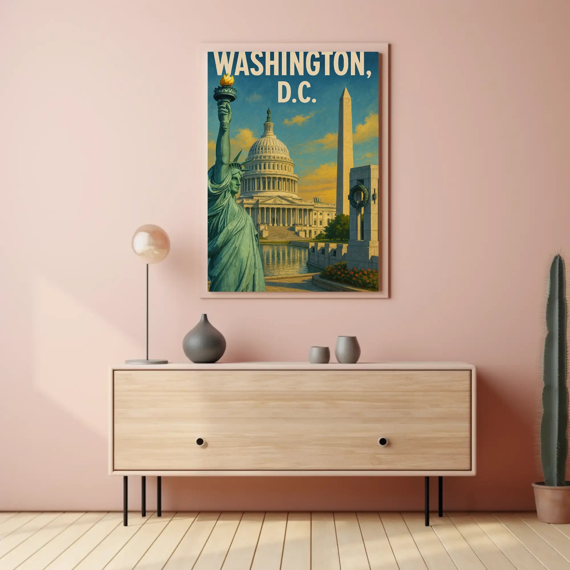 Patriotic American Landmarks Travel Poster PosterGoat