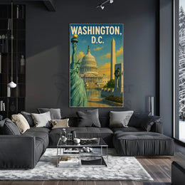 Patriotic American Landmarks Travel Poster PosterGoat