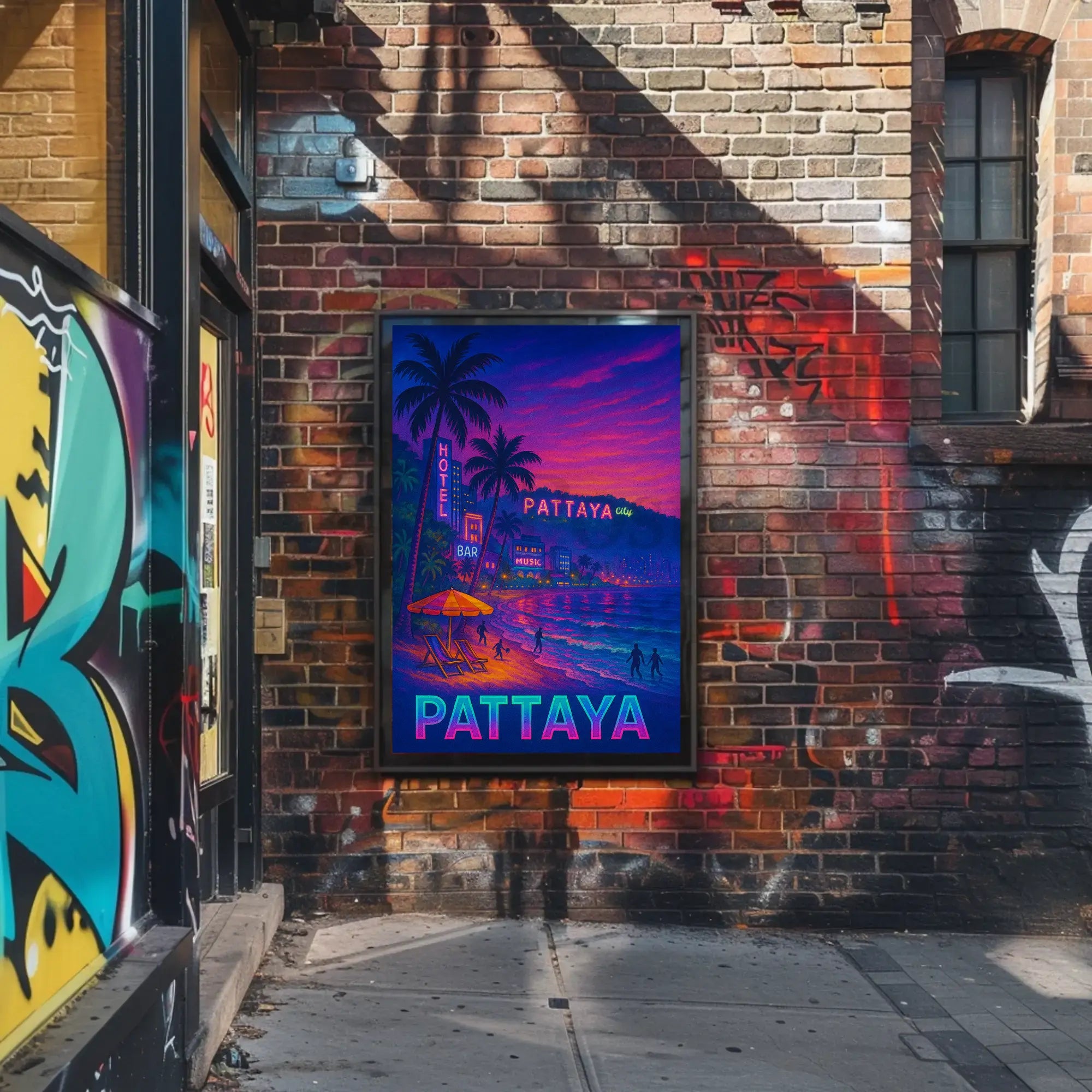 Pattaya Neon Nights Vibrant Travel Poster PosterGoat