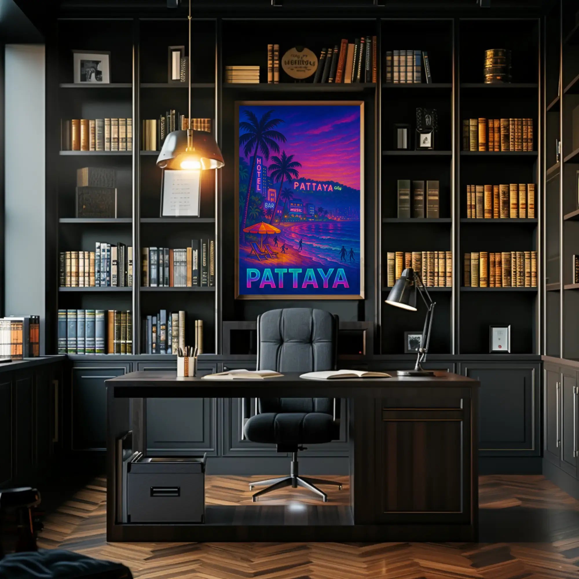 Pattaya Neon Nights Vibrant Travel Poster PosterGoat