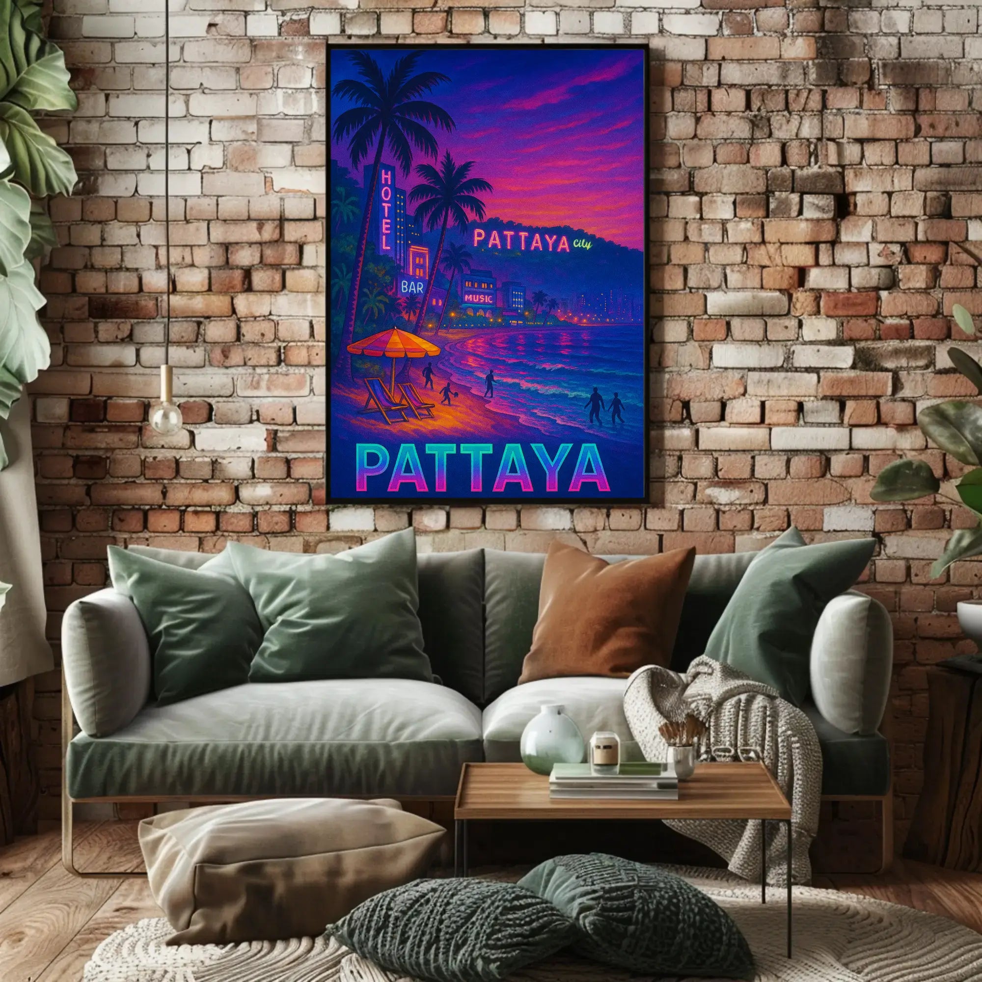 Pattaya Neon Nights Vibrant Travel Poster PosterGoat