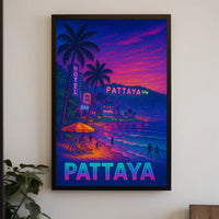 Pattaya Neon Nights Vibrant Travel Poster PosterGoat