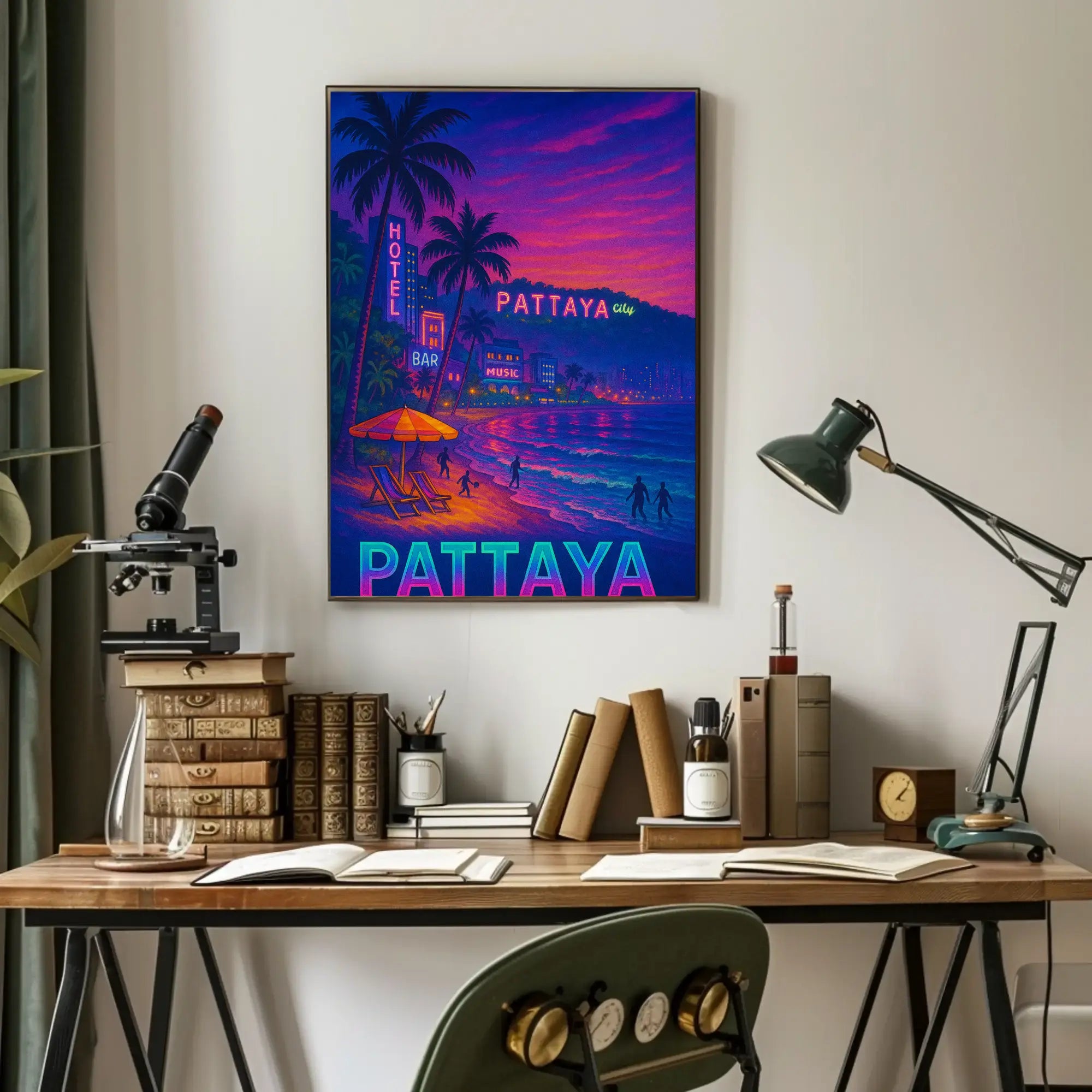 Pattaya Neon Nights Vibrant Travel Poster PosterGoat