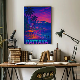 Pattaya Neon Nights Vibrant Travel Poster PosterGoat
