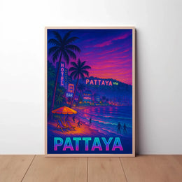Pattaya Neon Nights Vibrant Travel Poster PosterGoat