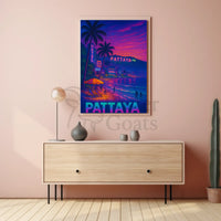 Pattaya Neon Nights Vibrant Travel Poster PosterGoat