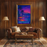 Pattaya Neon Nights Vibrant Travel Poster PosterGoat