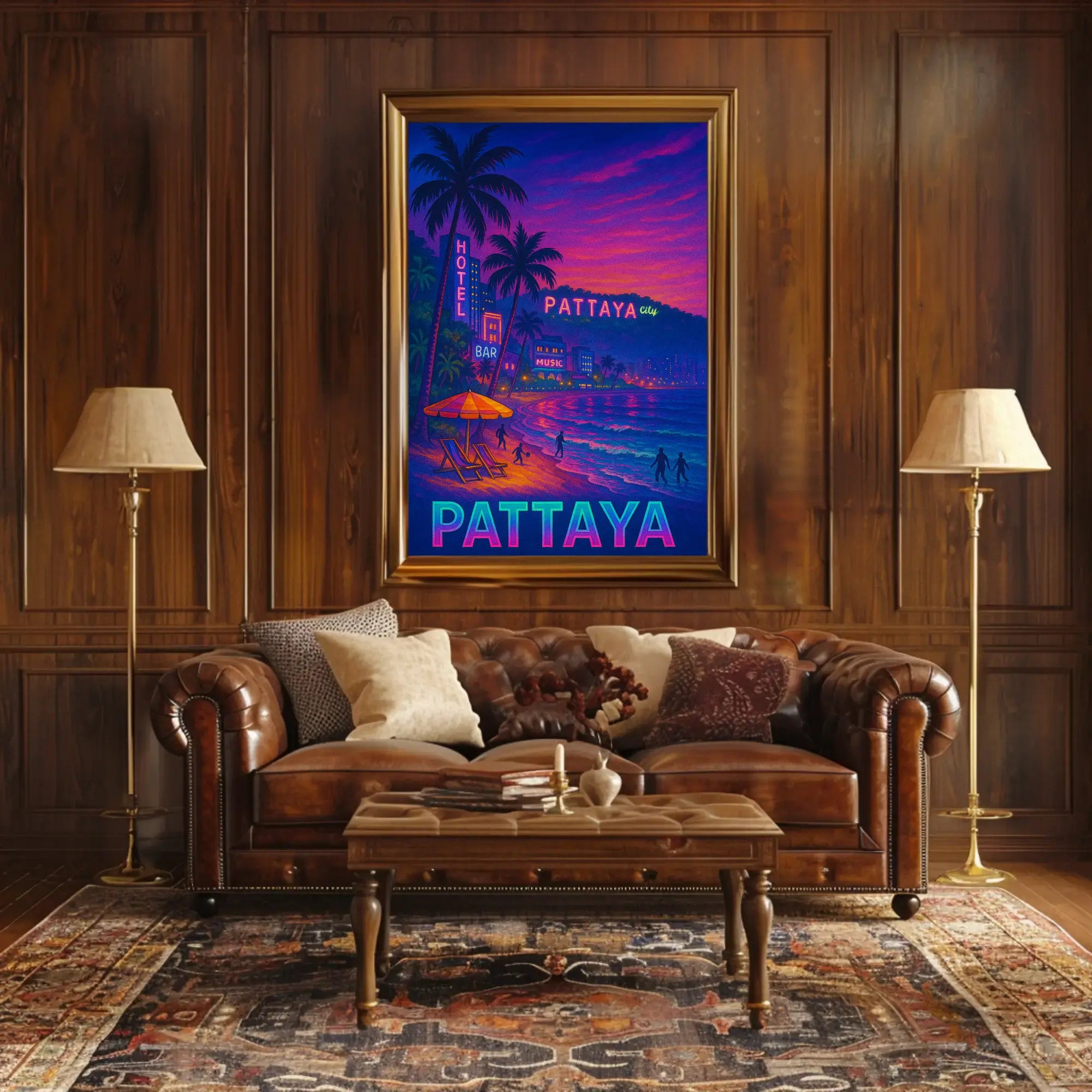 Pattaya Neon Nights Vibrant Travel Poster PosterGoat