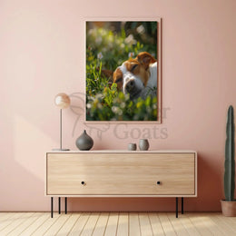 Peaceful Dog in Meadow Scene - Animal Poster PosterGoat