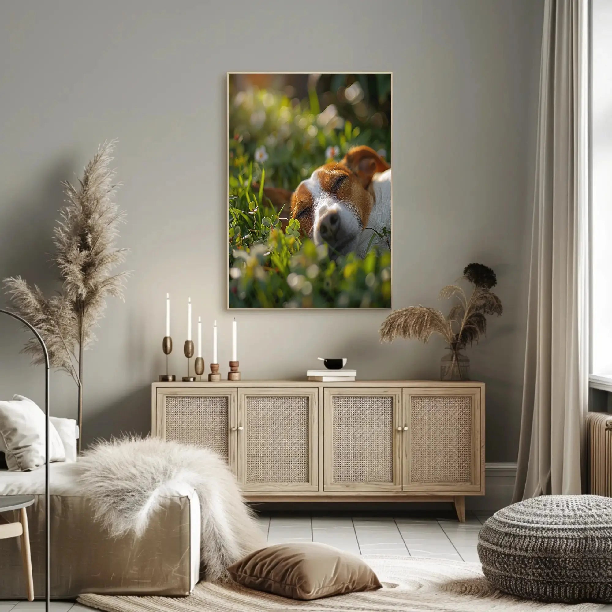 Peaceful Dog in Meadow Scene - Animal Poster PosterGoat