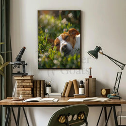 Peaceful Dog in Meadow Scene - Animal Poster PosterGoat