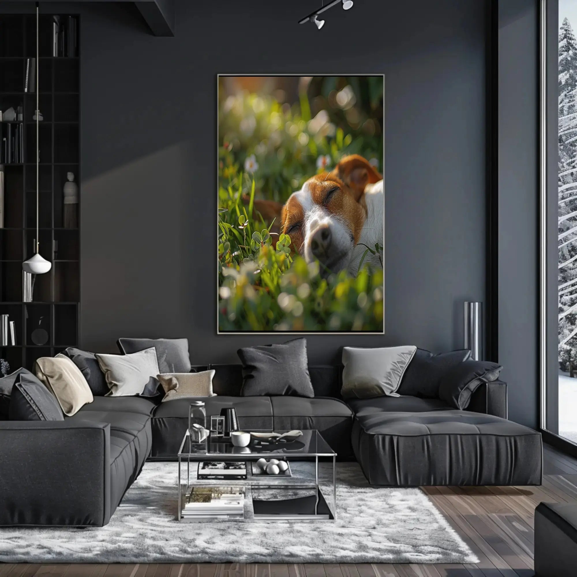 Peaceful Dog in Meadow Scene - Animal Poster PosterGoat