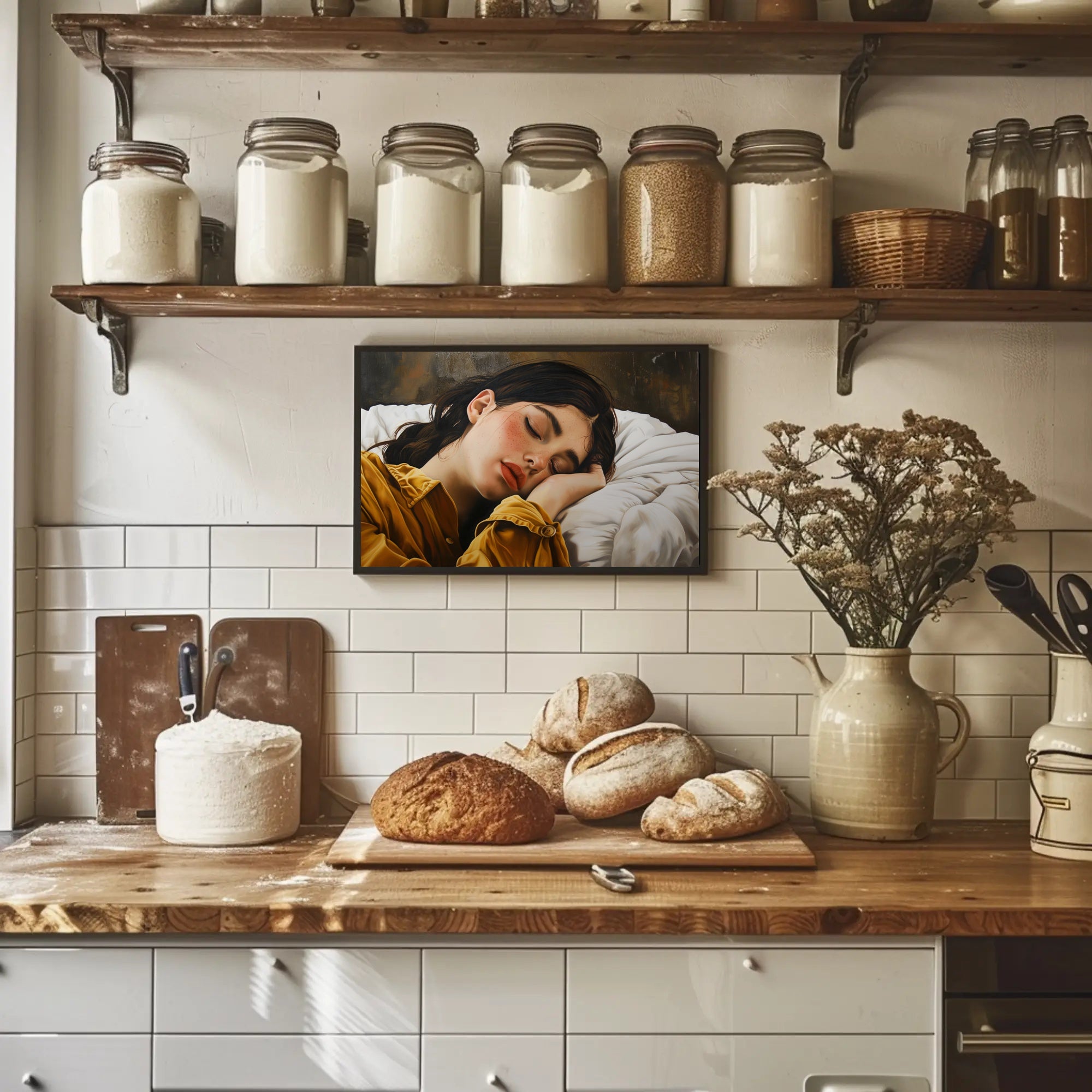 Peaceful Sleep Serenity Woman in Bedroom Artistic Poster PosterGoat