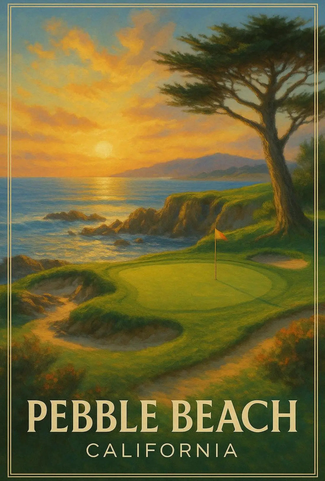 Pebble Beach Golf Course Vintage Travel Poster PosterGoat