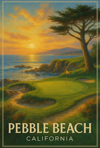 Pebble Beach Golf Course Vintage Travel Poster PosterGoat