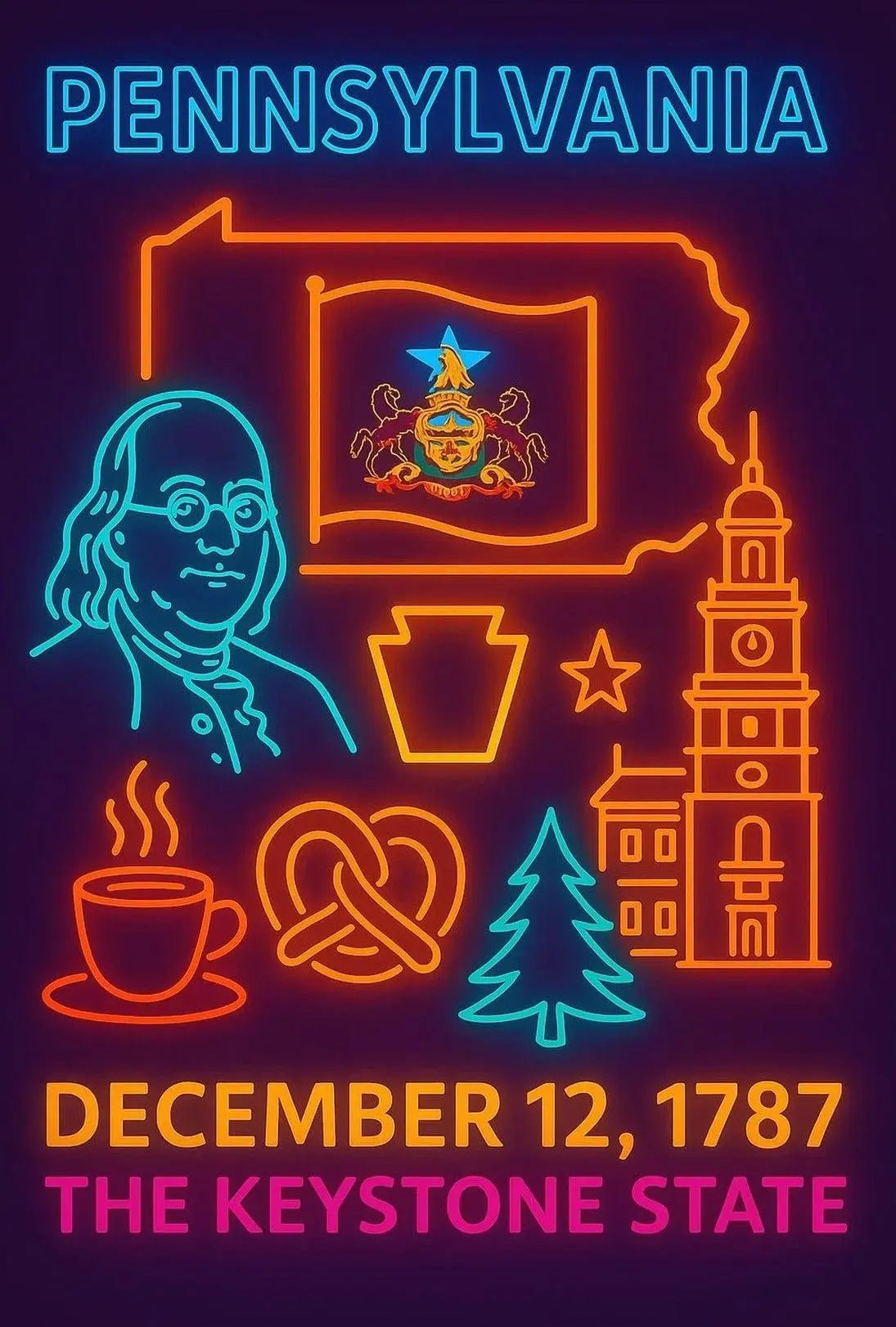 Pennsylvania Keystone State Historical Heritage Poster PosterGoat