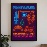 Pennsylvania Neon Celebration Historical or Heritage Poster PosterGoat