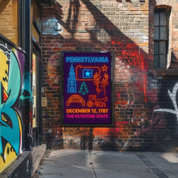 Pennsylvania Neon Celebration Historical or Heritage Poster PosterGoat