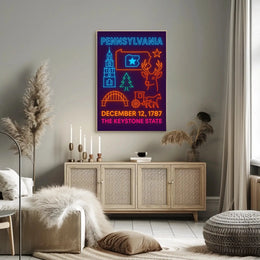 Pennsylvania Neon Celebration Historical or Heritage Poster PosterGoat