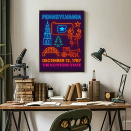 Pennsylvania Neon Celebration Historical or Heritage Poster PosterGoat