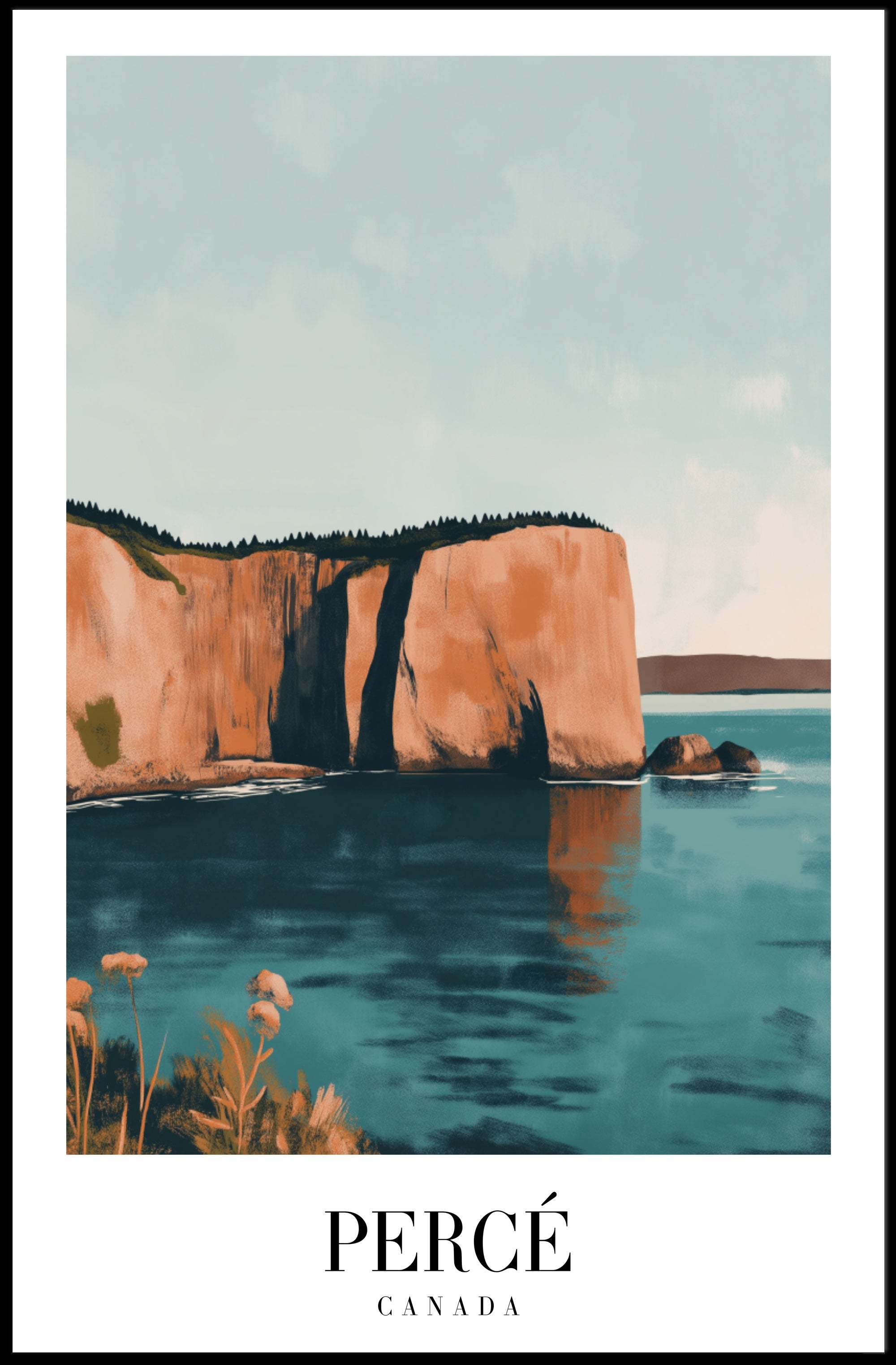 Percé Rock Canadian Coastal Beauty Travel Poster PosterGoat