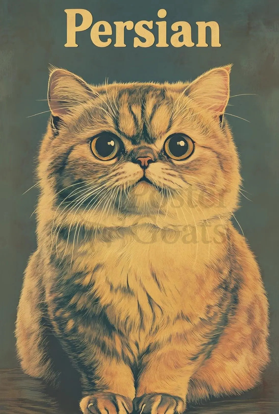 Persian Cat Lifelike Illustration Animal Poster PosterGoat