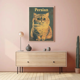 Persian Cat Lifelike Illustration Animal Poster PosterGoat