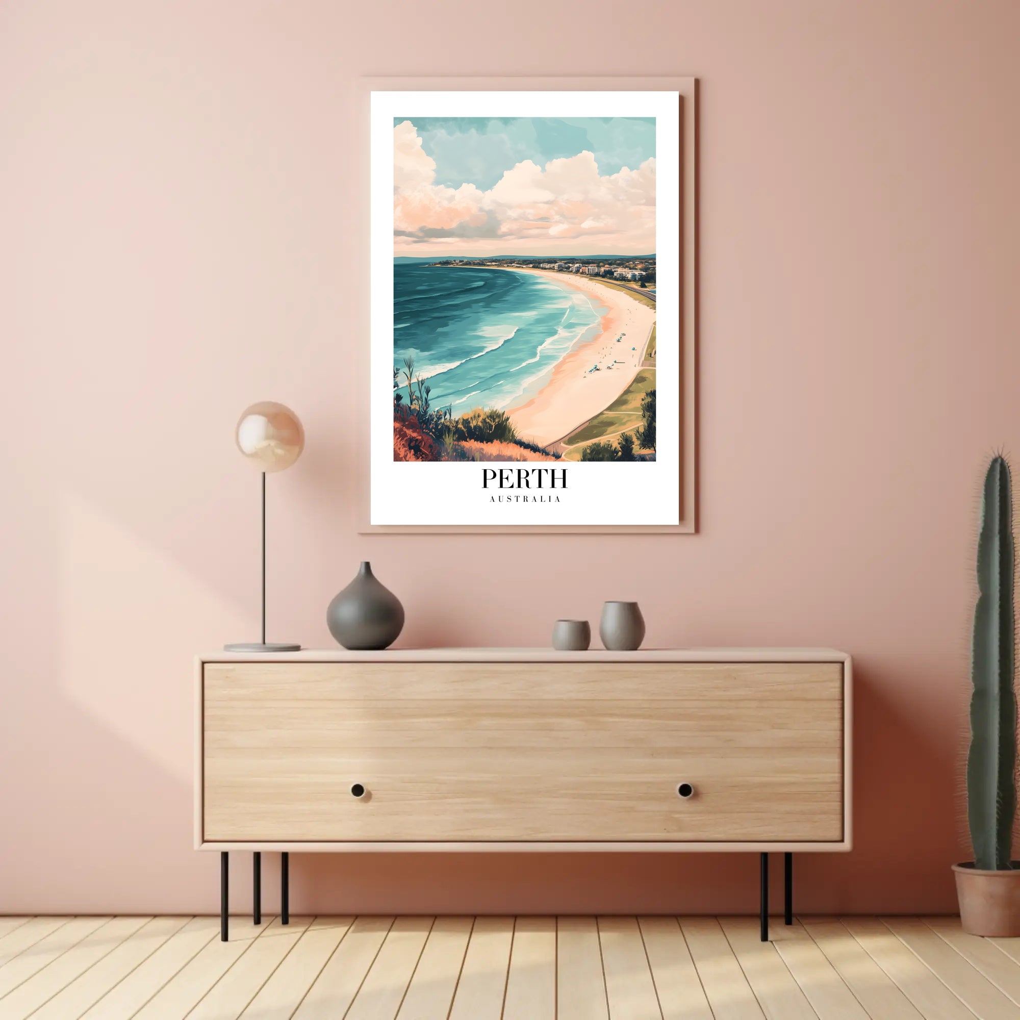 Perth Coastal Landscape Artistic Travel Poster PosterGoat