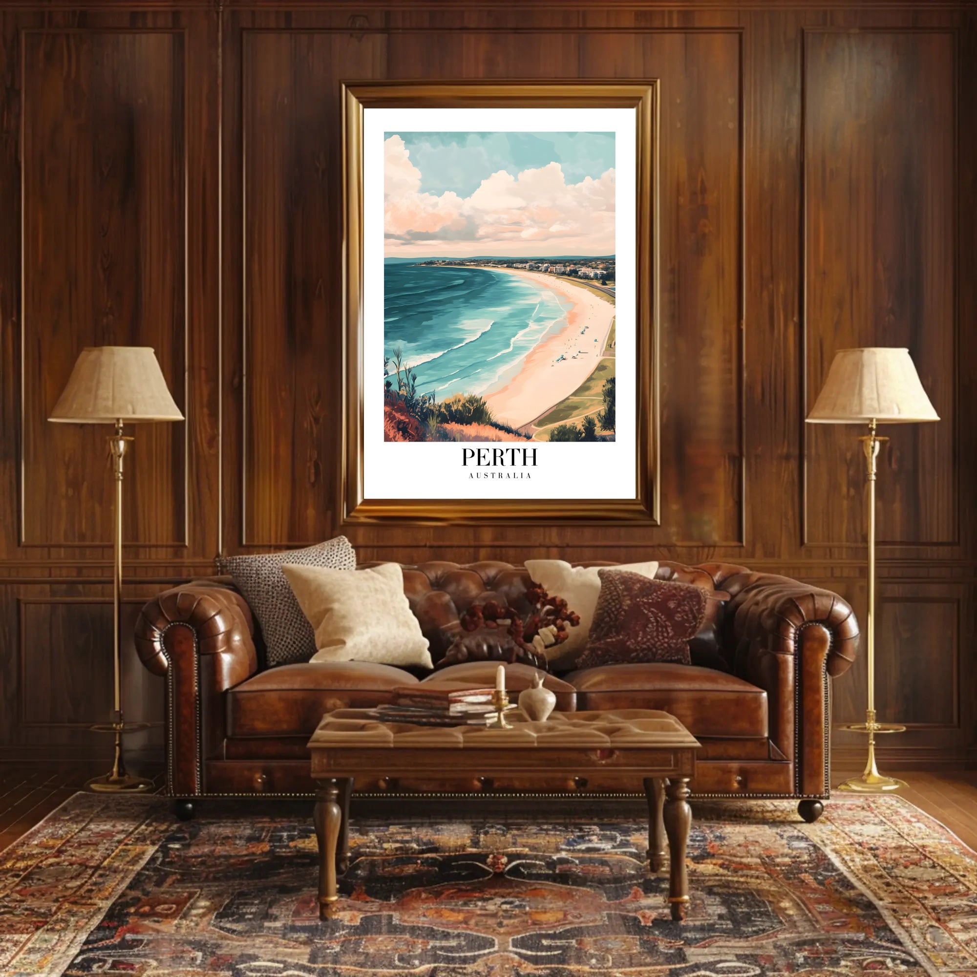 Perth Coastal Landscape Artistic Travel Poster PosterGoat