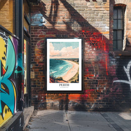 Perth Coastal Landscape Artistic Travel Poster PosterGoat