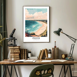 Perth Coastal Landscape Artistic Travel Poster PosterGoat
