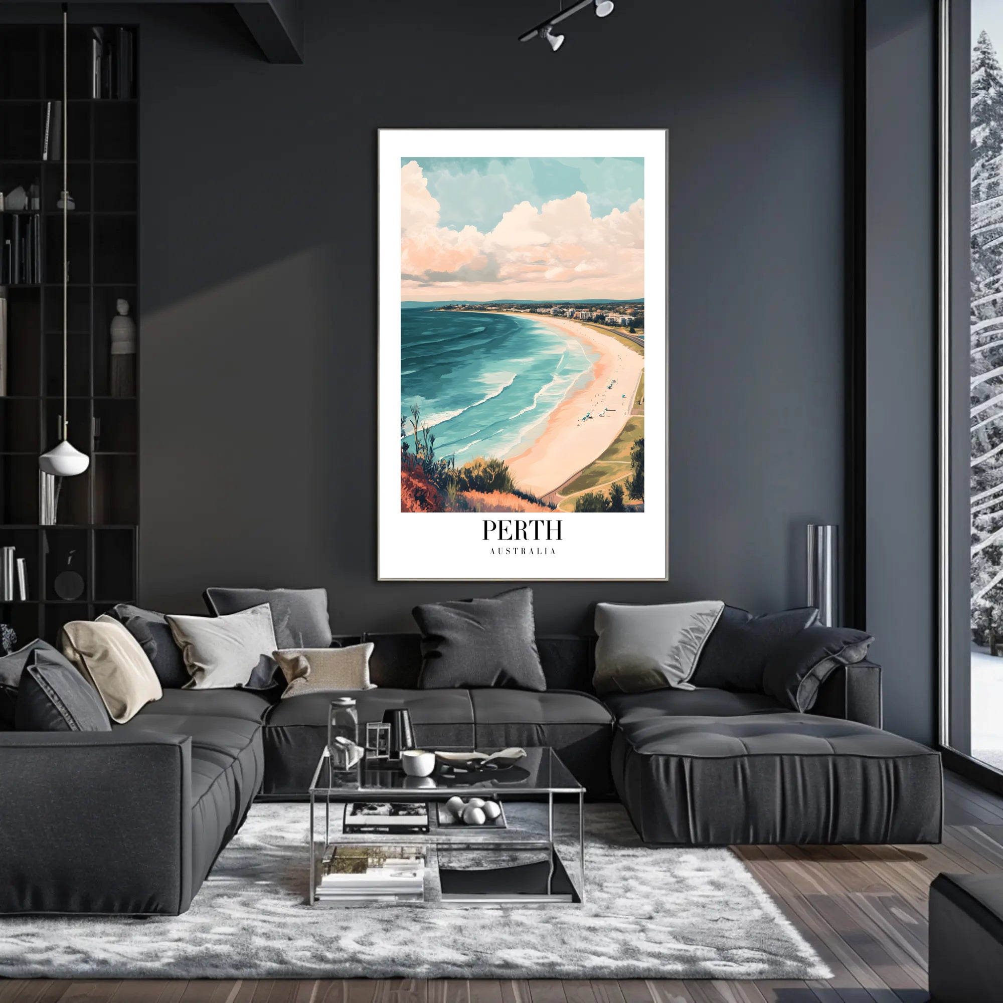 Perth Coastal Landscape Artistic Travel Poster PosterGoat