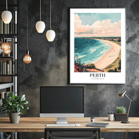 Perth Coastal Landscape Artistic Travel Poster PosterGoat
