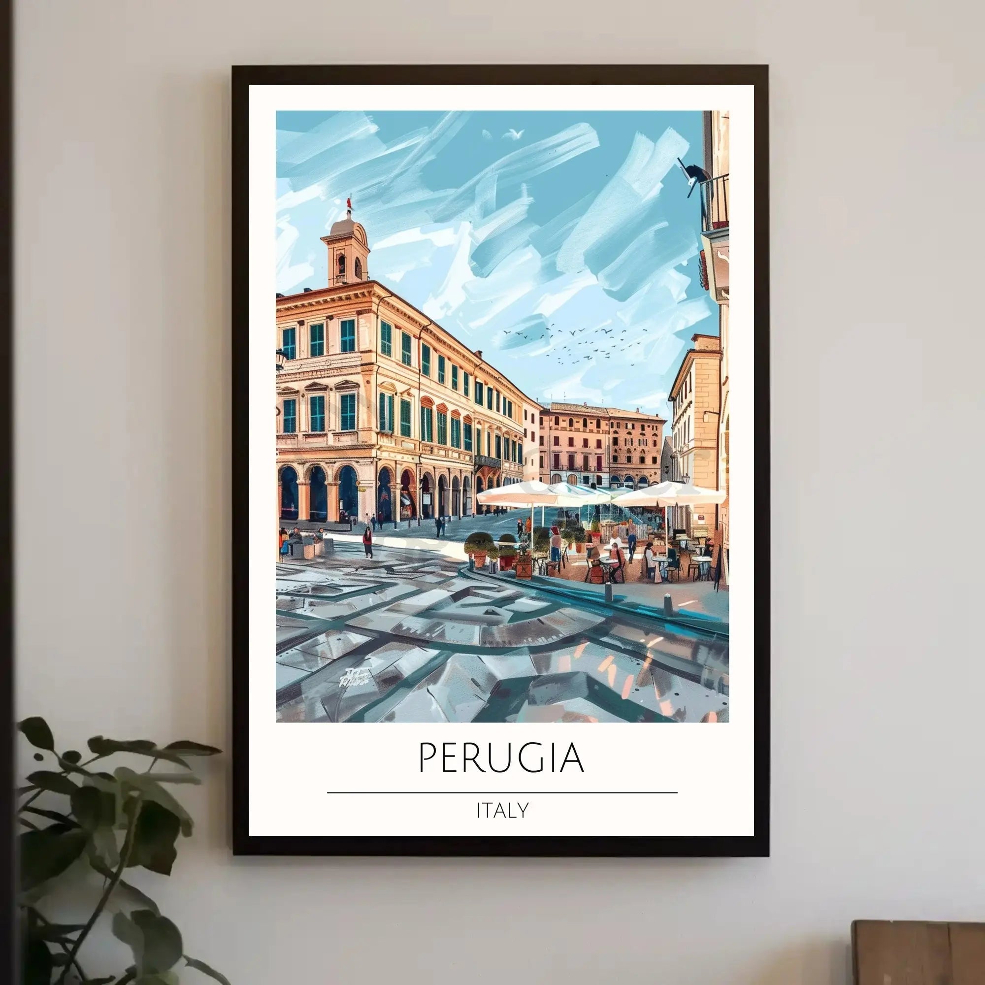 Perugia Outdoor Café Italian Travel Poster PosterGoat