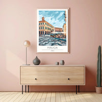 Perugia Outdoor Café Italian Travel Poster PosterGoat