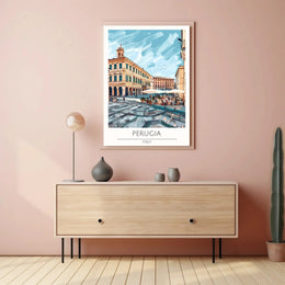 Perugia Outdoor Café Italian Travel Poster PosterGoat