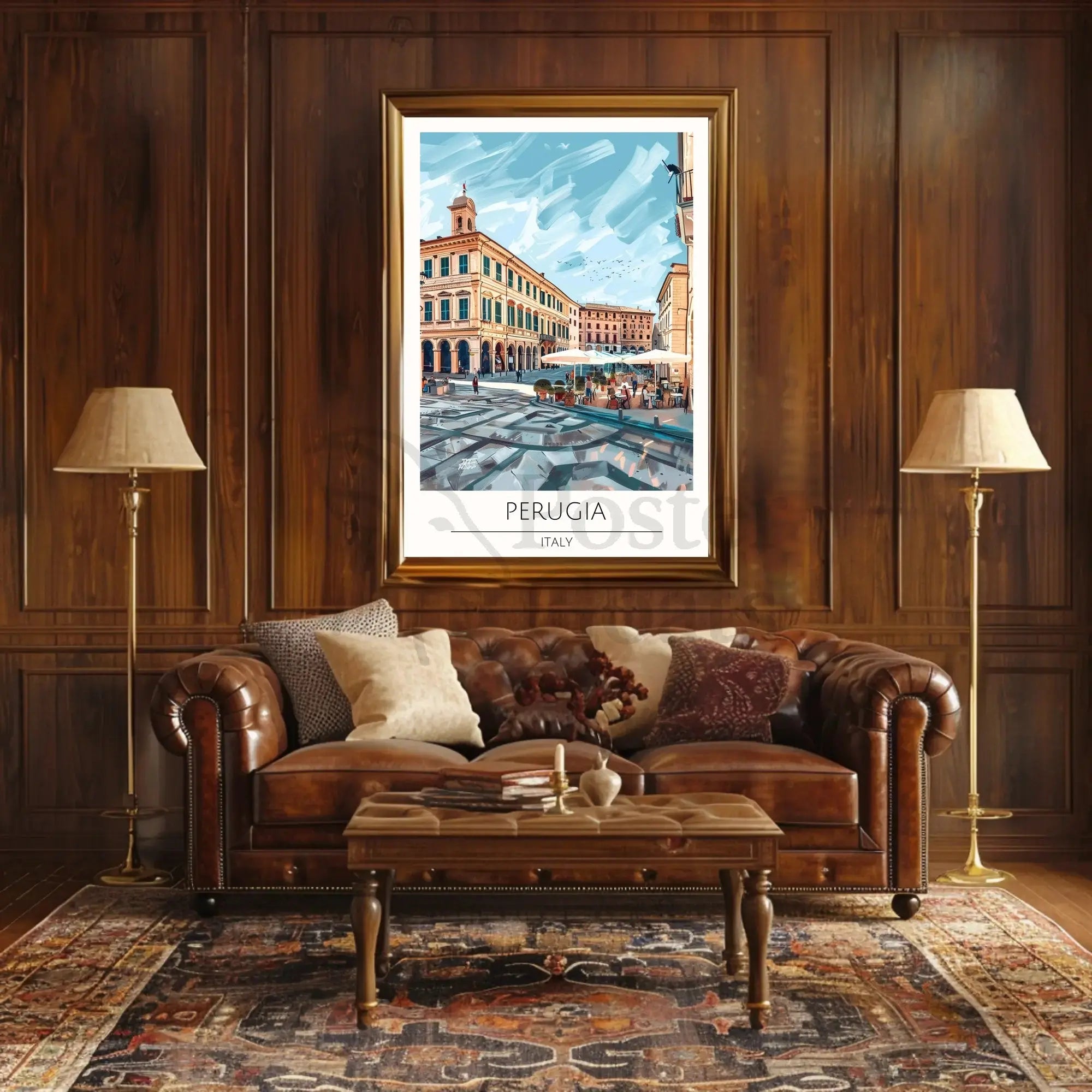 Perugia Outdoor Café Italian Travel Poster PosterGoat