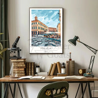 Perugia Outdoor Café Italian Travel Poster PosterGoat
