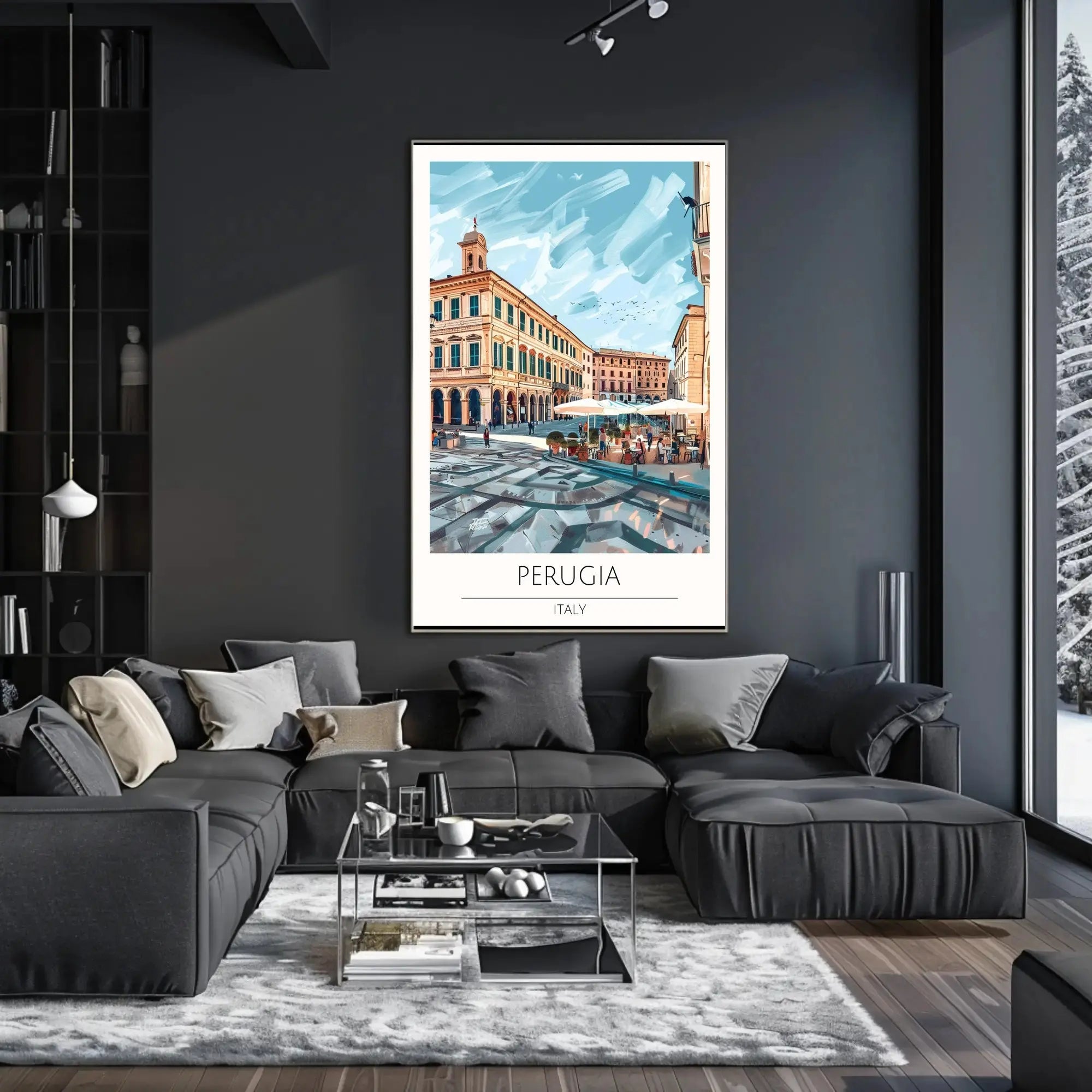 Perugia Outdoor Café Italian Travel Poster PosterGoat