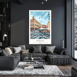 Perugia Outdoor Café Italian Travel Poster PosterGoat