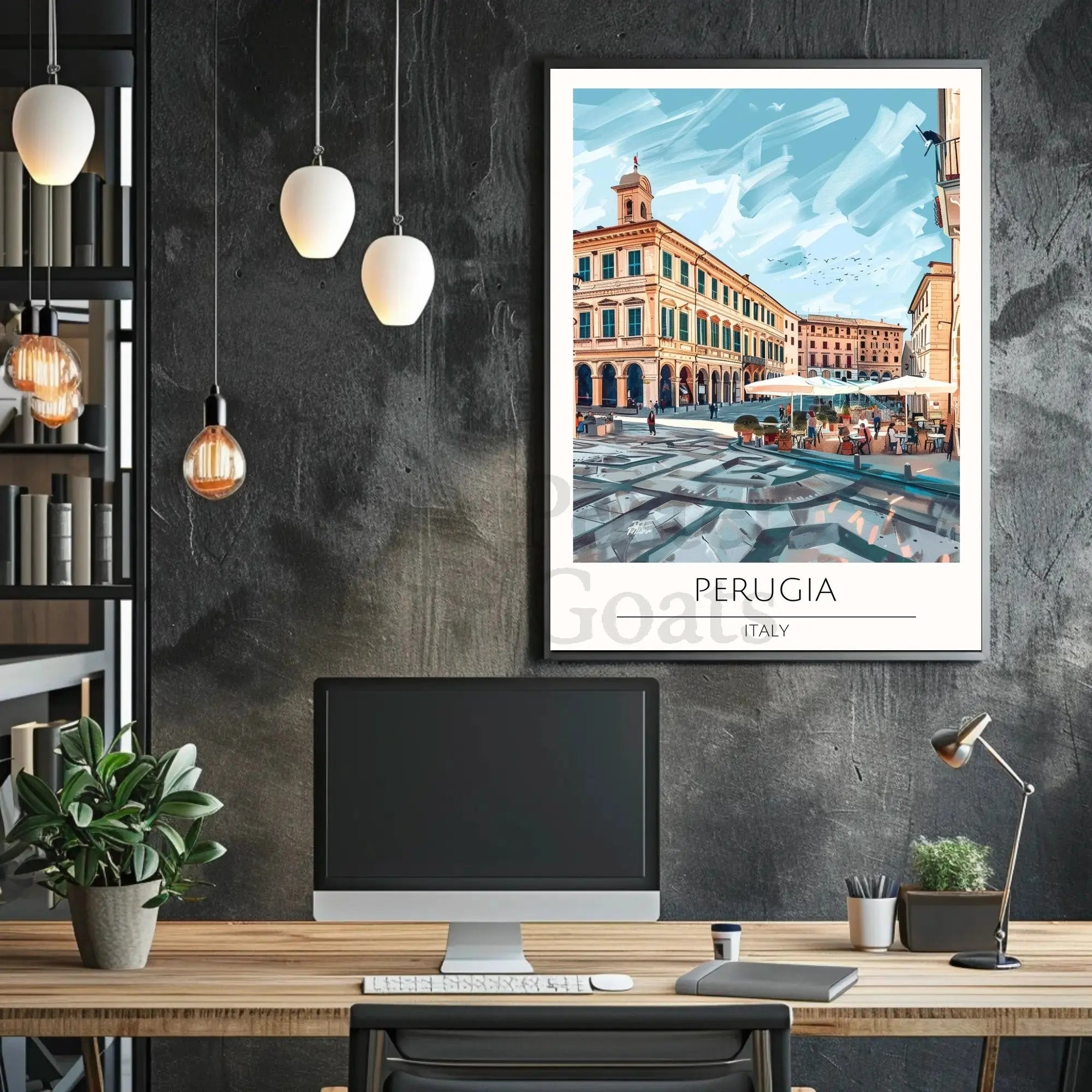 Perugia Outdoor Café Italian Travel Poster PosterGoat