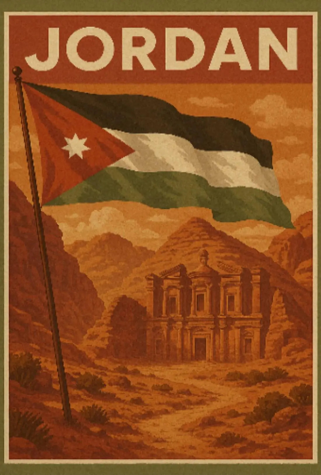 Petra Adventure Awaits Vintage Travel Jordan Poster PosterGoat