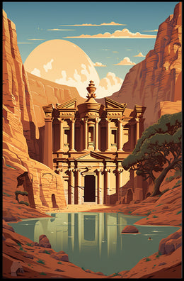 Petra-Inspired Canyon Landscape Cultural or Heritage Poster PosterGoat