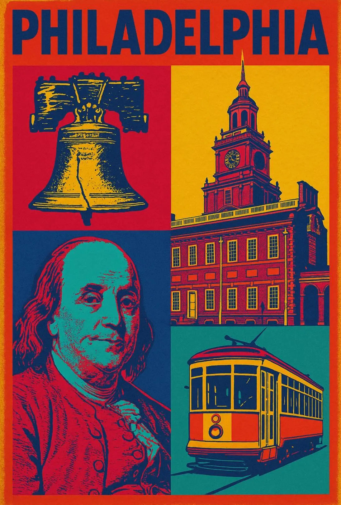 Philadelphia Historical Icons Pop Art Travel Poster PosterGoat
