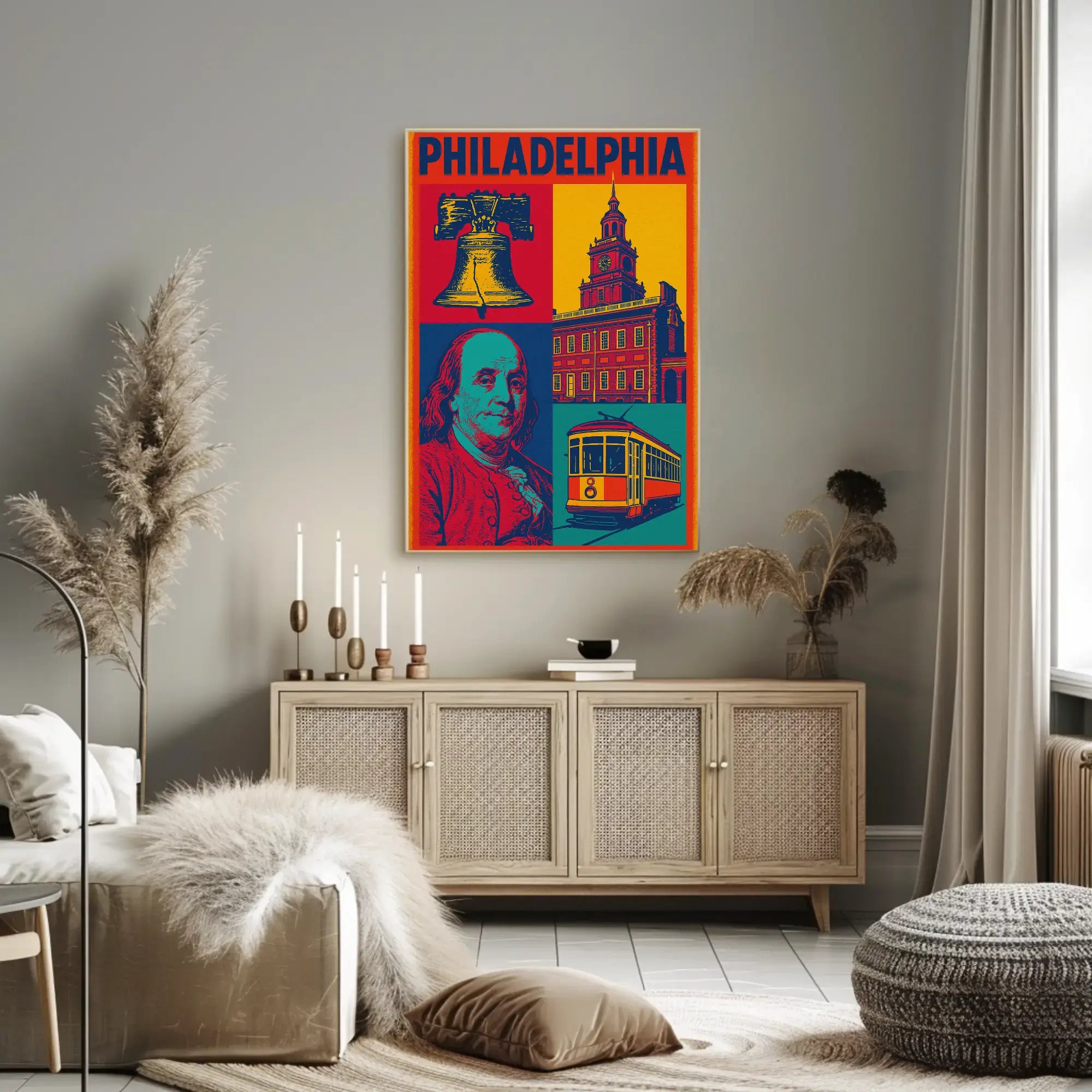 Philadelphia Historical Icons Pop Art Travel Poster PosterGoat