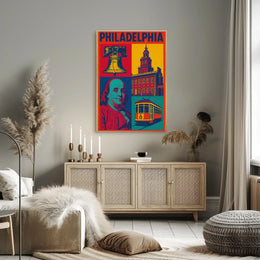 Philadelphia Historical Icons Pop Art Travel Poster PosterGoat