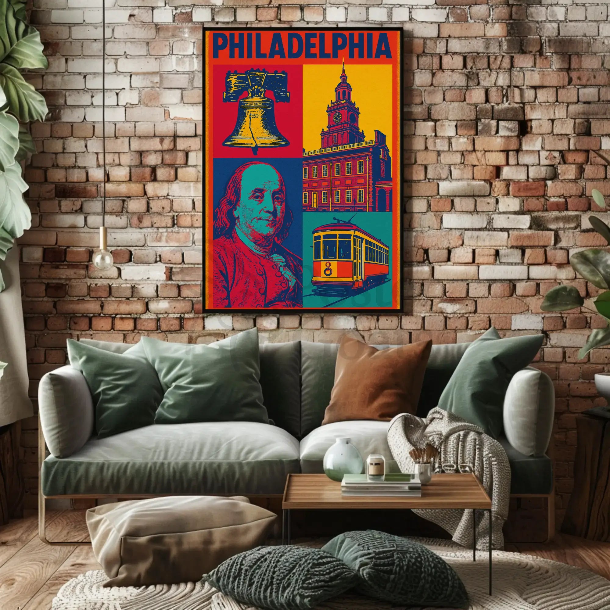 Philadelphia Historical Icons Pop Art Travel Poster PosterGoat