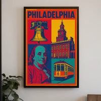 Philadelphia Historical Icons Pop Art Travel Poster PosterGoat