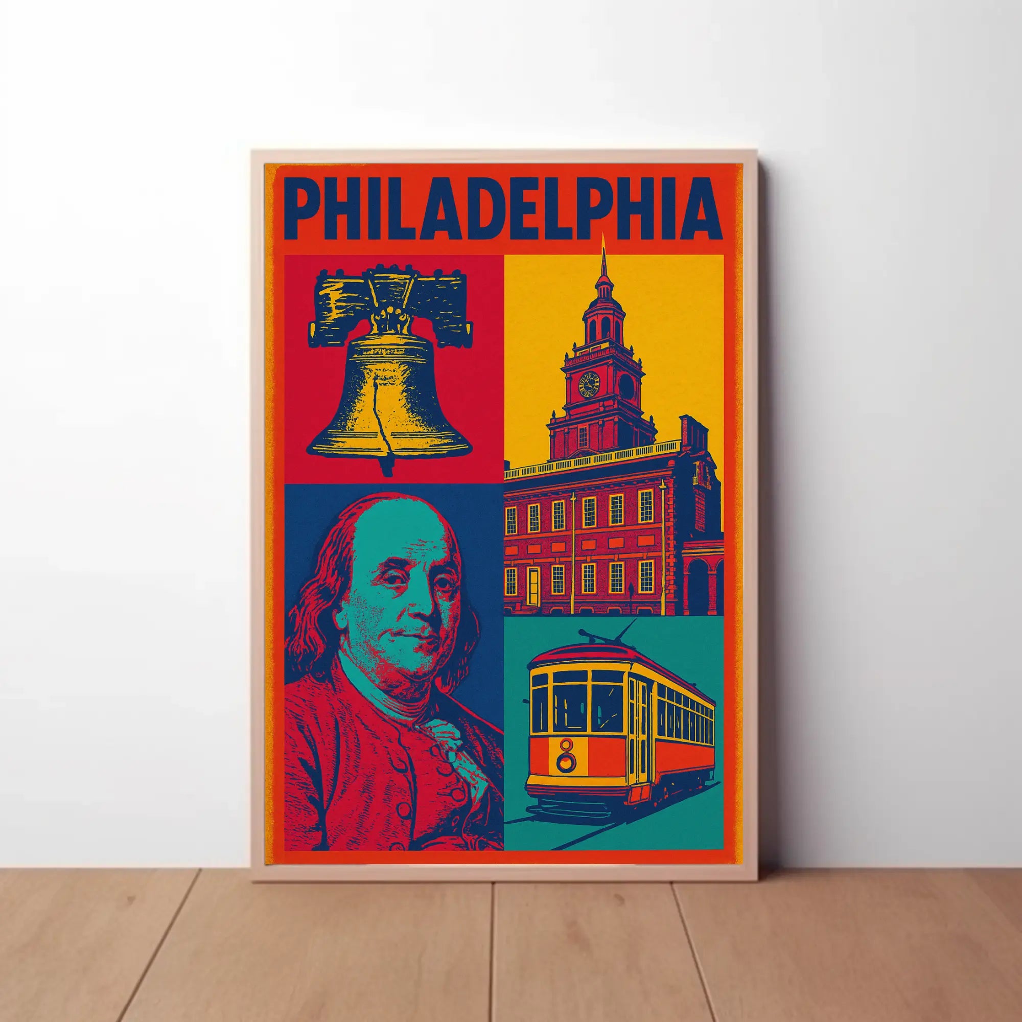 Philadelphia Historical Icons Pop Art Travel Poster PosterGoat