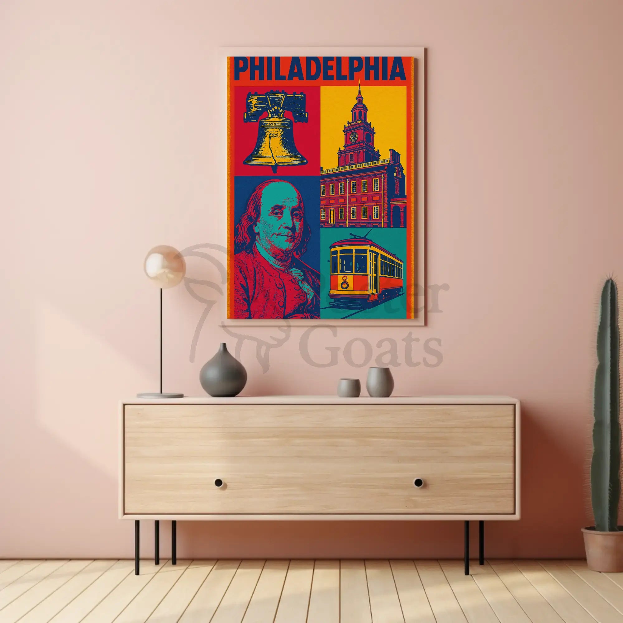 Philadelphia Historical Icons Pop Art Travel Poster PosterGoat